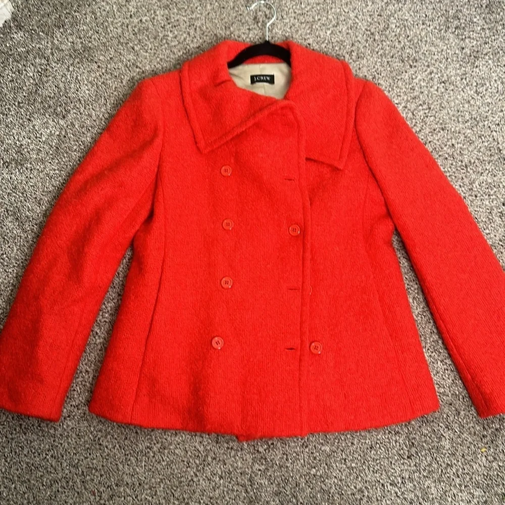 J crew orange red Lucile mohair wool double breast jacket size 8